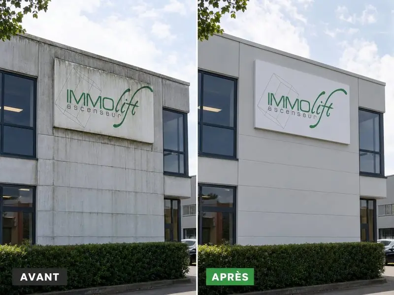 Nettoyage enseigne commerciale